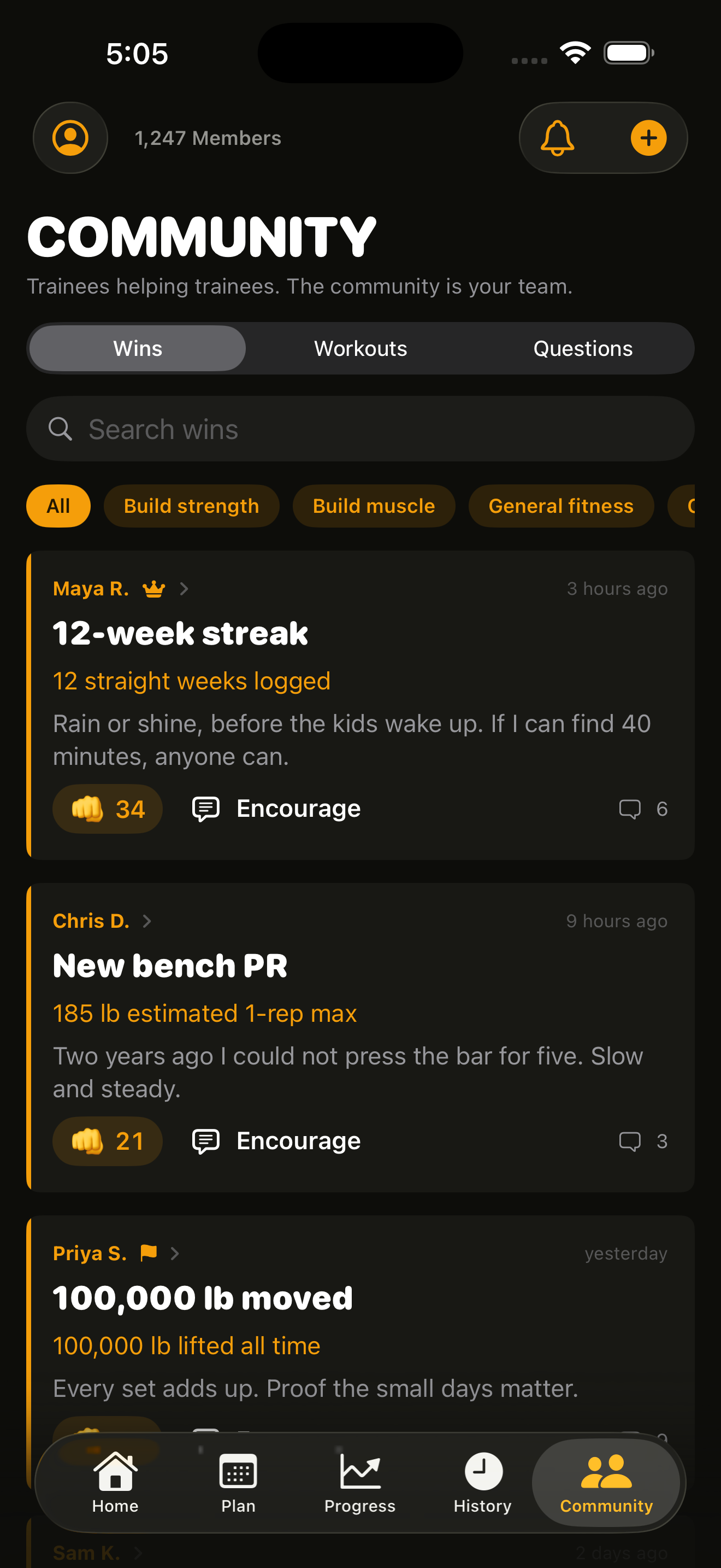 Community tab